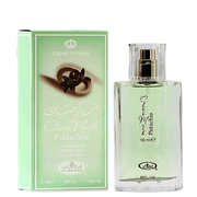 Al Rehab Choco Musk Pistachio Eau De Parfum 50 mL with packaging box, dozen pack, fragrance bottle