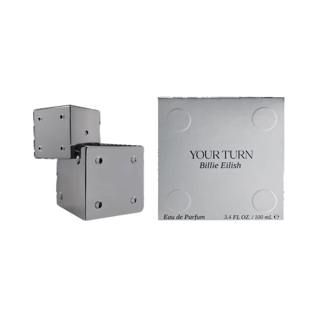 Billie Eilish "Your Turn" Eau De Parfum 3.4 oz bottle, unisex woody floral musk fragrance.