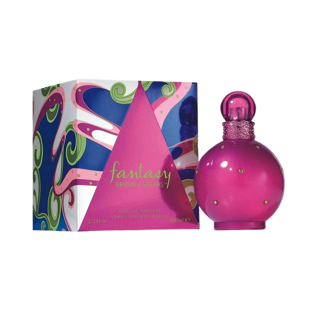 Britney Spears Fantasy Eau De Parfum 3.3 oz bottle, sweet fruity gourmand fragrance.