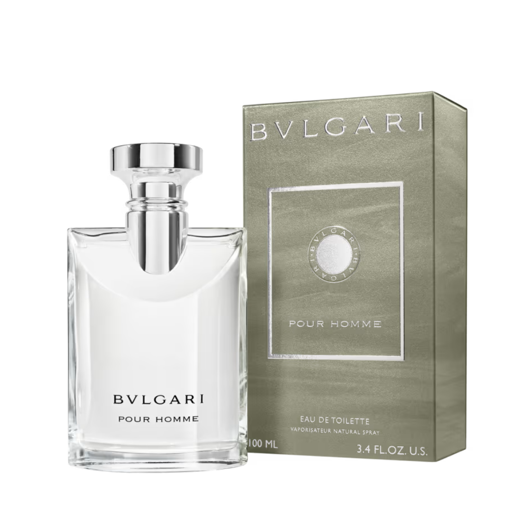 Bvlgari Pour Homme Eau De Toilette 3.4 oz bottle, woody aromatic fragrance for men.