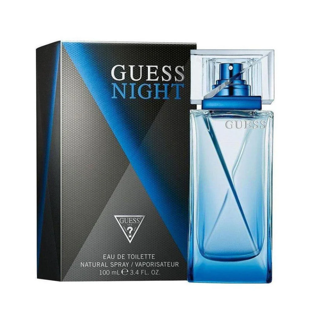 "Guess Night Eau De Toilette Spray 3.4 oz - Spicy Woody Scent for Men"