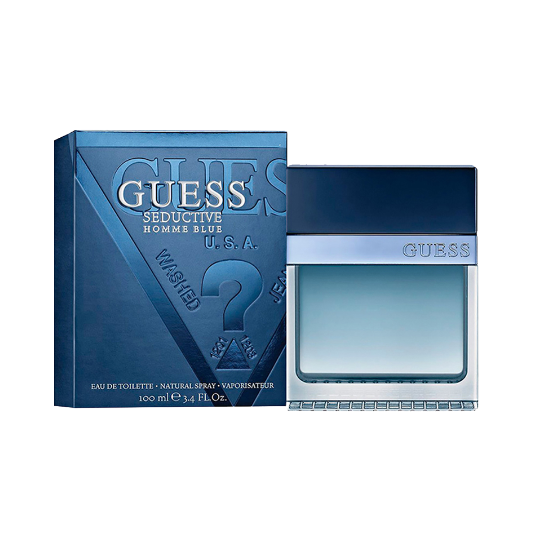 "Guess Seductive Homme Blue Eau De Toilette 3.4 oz - Fresh Woody Scent"