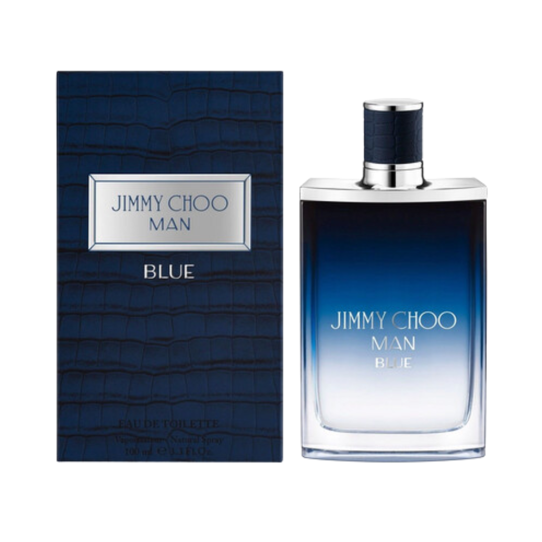 "Jimmy Choo Man Blue Eau De Toilette, 3.3 oz men’s woody aromatic leathery fragrance"