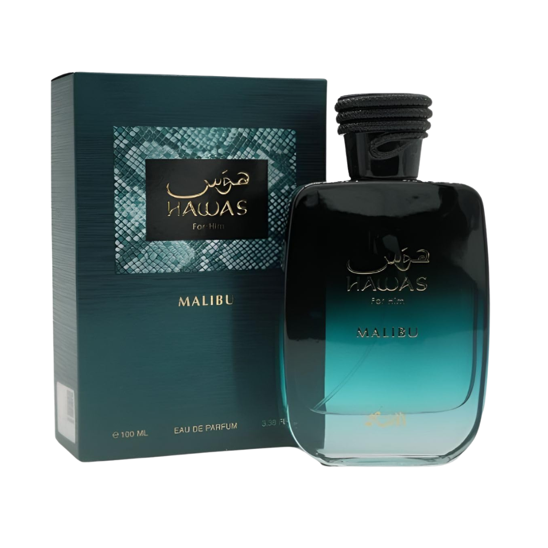 Rasasi Hawas Malibu Eau De Parfum Spray for Men, 3.4 oz (100 mL)