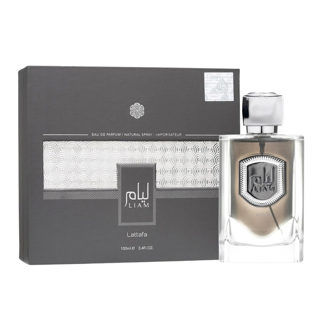 Lattafa Liam Grey Eau De Parfum Spray for Men 3.4 oz (100 mL)