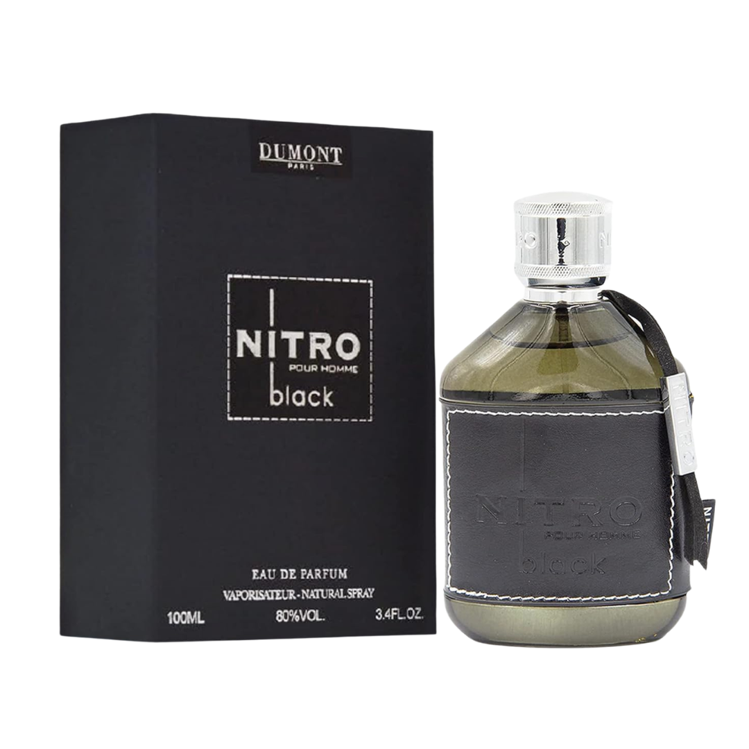 Dumont Paris Nitro Black Pour Homme Eau De Parfum Spray for Men, 3.4 oz (100 mL)