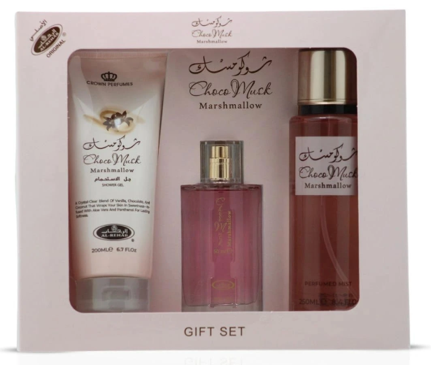 AL REHAB CHOCO MUSK MARSHMALLOW GIFT SET 3PC (EDP 1.65/SG 6.7/BM 8.4)