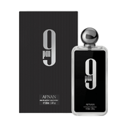 Afnan 9 PM Eau De Parfum Spray for Men 3.4 oz (100 mL) perfume bottle and packaging, fragrance for men, eau de parfum.