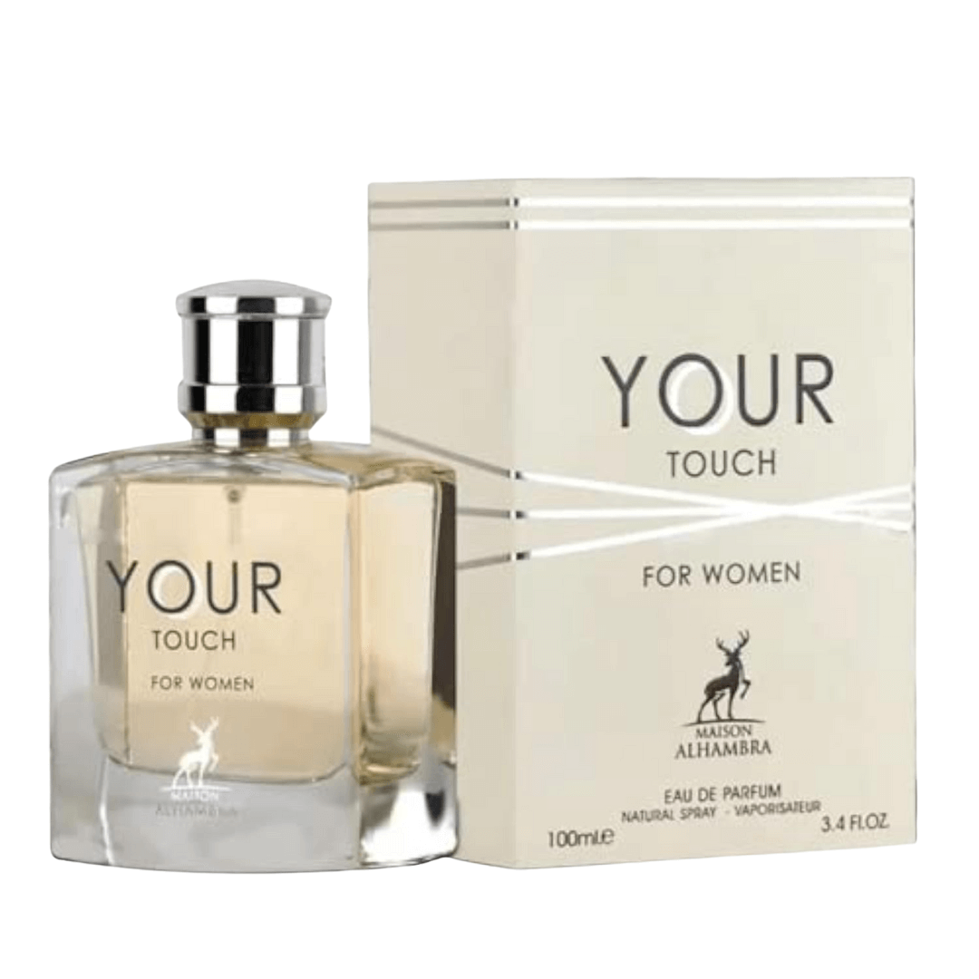 Maison Alhambra Your Touch EDP Spray for Women 3.4 oz (100 mL) perfume bottle and box display.