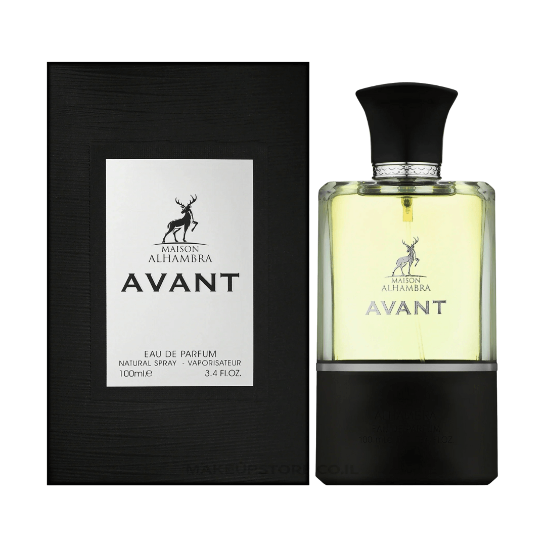 Maison Alhambra Avant Eau De Parfum Spray, 3.4 fl oz (100 mL) perfume bottle and packaging