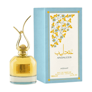 Asdaaf Andaleeb Eau De Parfum Spray by Lattafa, 3.4 oz (100 mL) perfume bottle and packaging