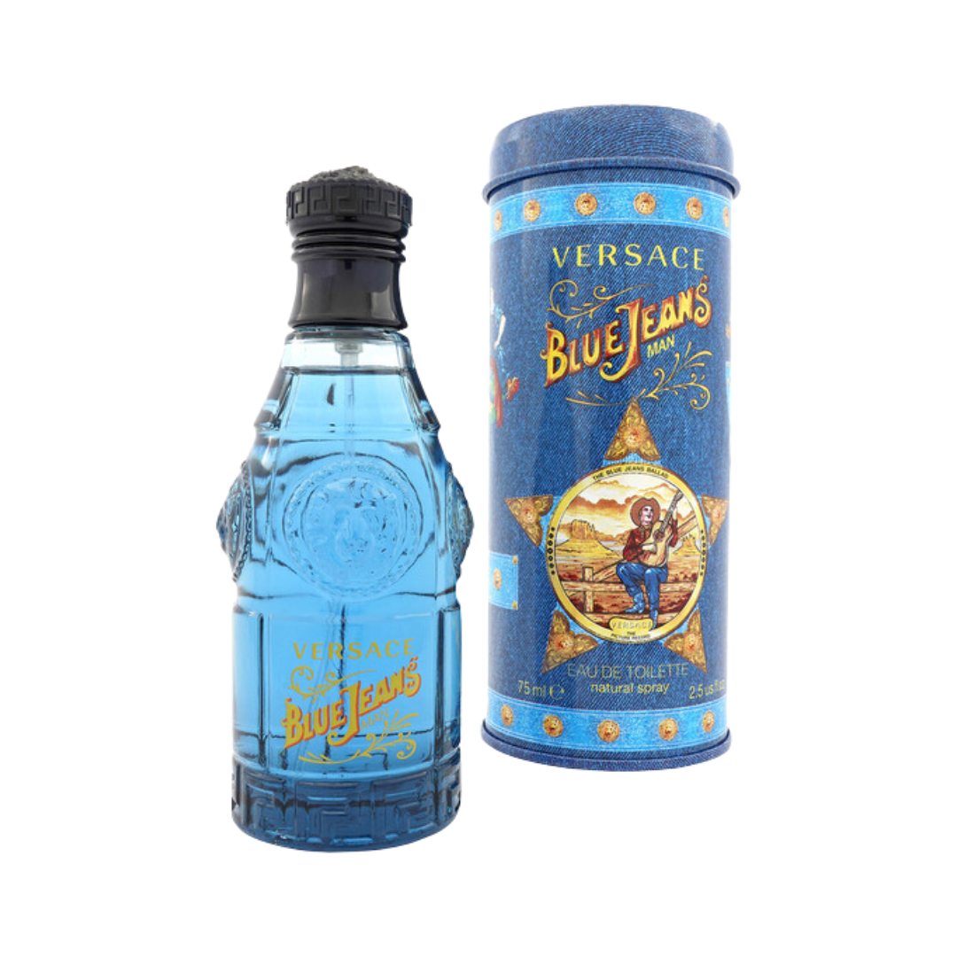 Versace Versus Blue Jeans Eau de Toilette Spray 2.5 oz for men, aromatic fougere scent