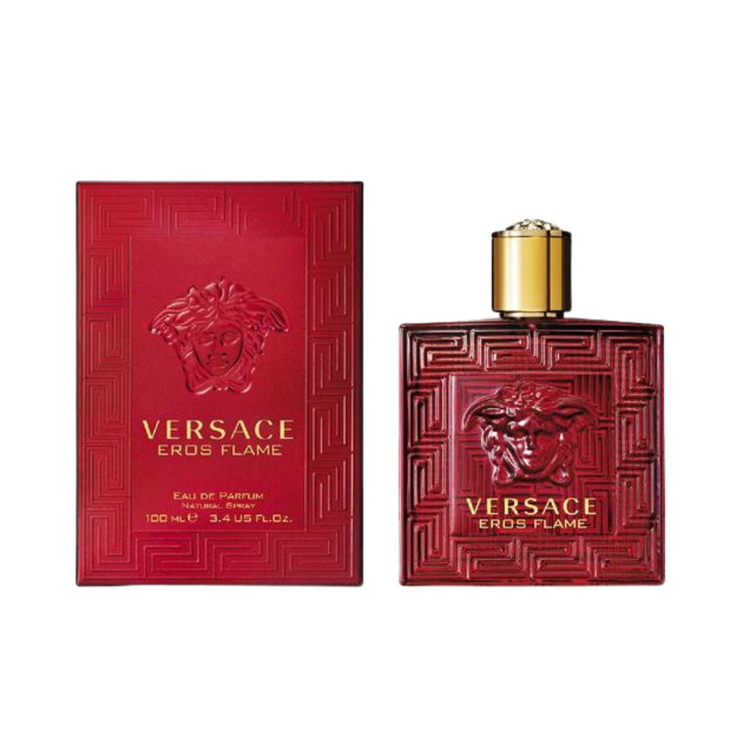 Versace Eros Flame Eau de Parfum 3.4 oz for men, vibrant citrus and woody scent