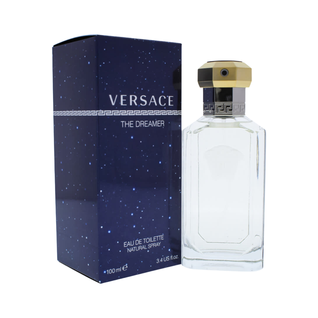 Versace The Dreamer Eau de Toilette Spray 3.4 oz for men, amber woody scent