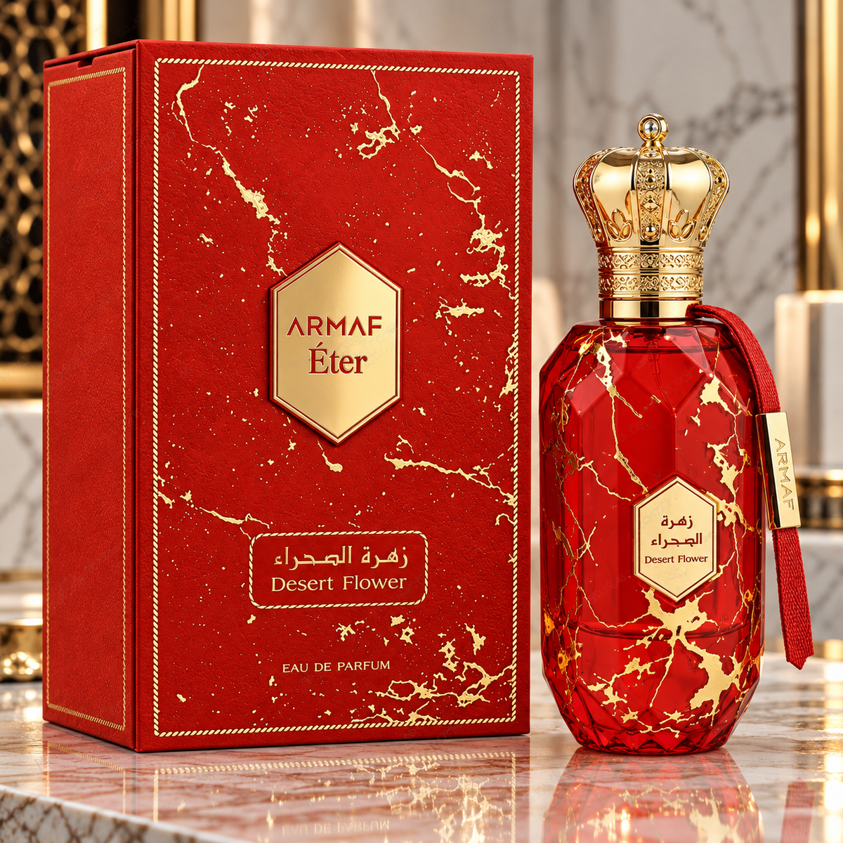 Armaf Eter Desert Flower EDP for Women 100 mL / 3.4 oz with ornate packaging and bottle design.