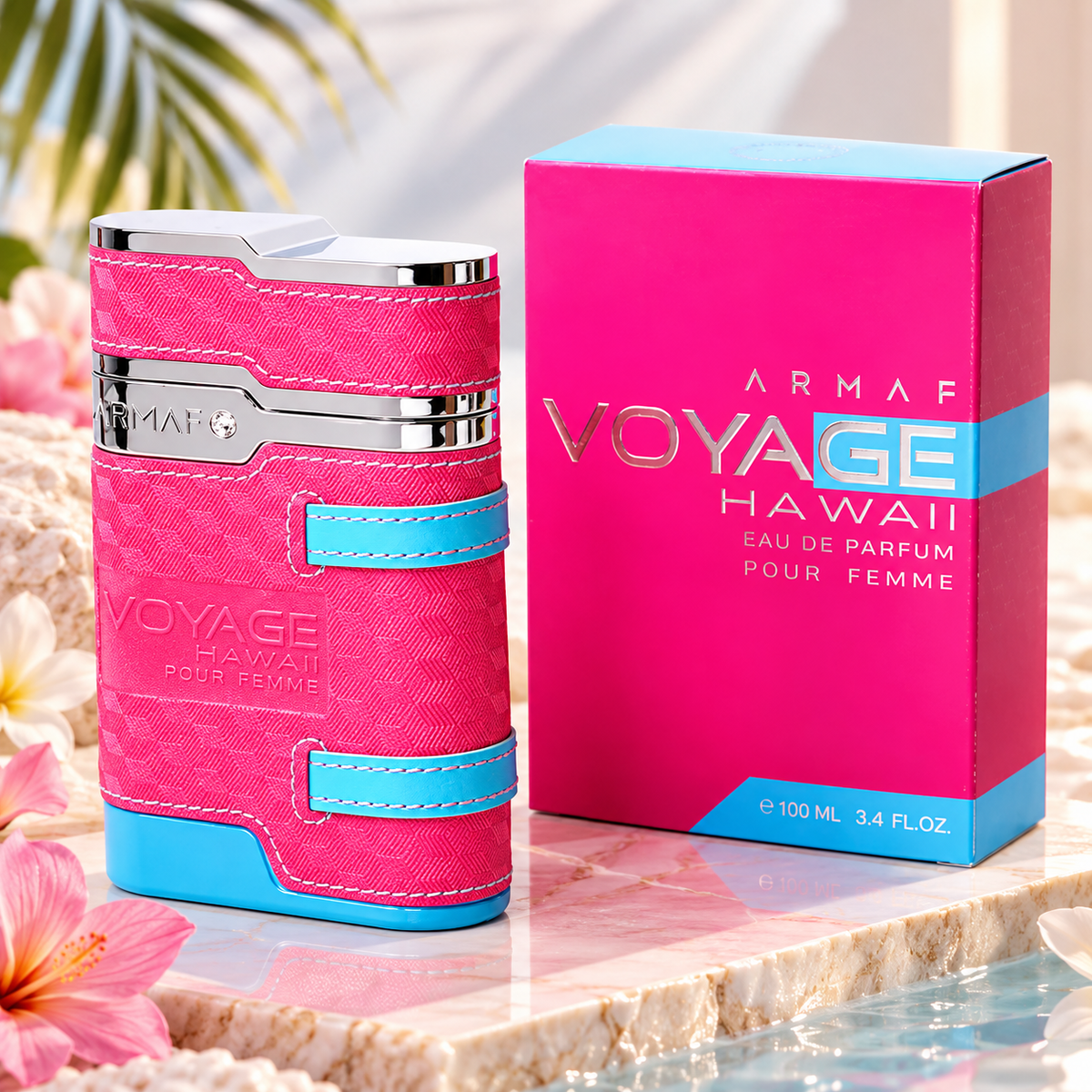 Armaf Voyage Hawaii Eau de Parfum for Women 3.4 oz 100 mL bottle and box