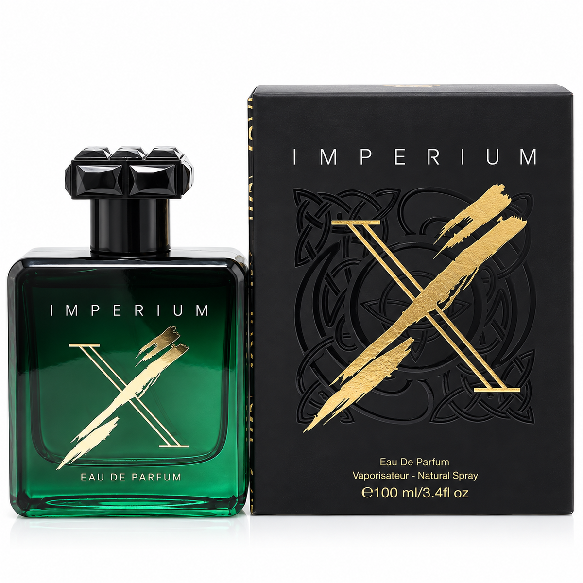 Fragrance World Imperium X EDP Unisex 100 mL / 3.4 oz perfume bottle and packaging