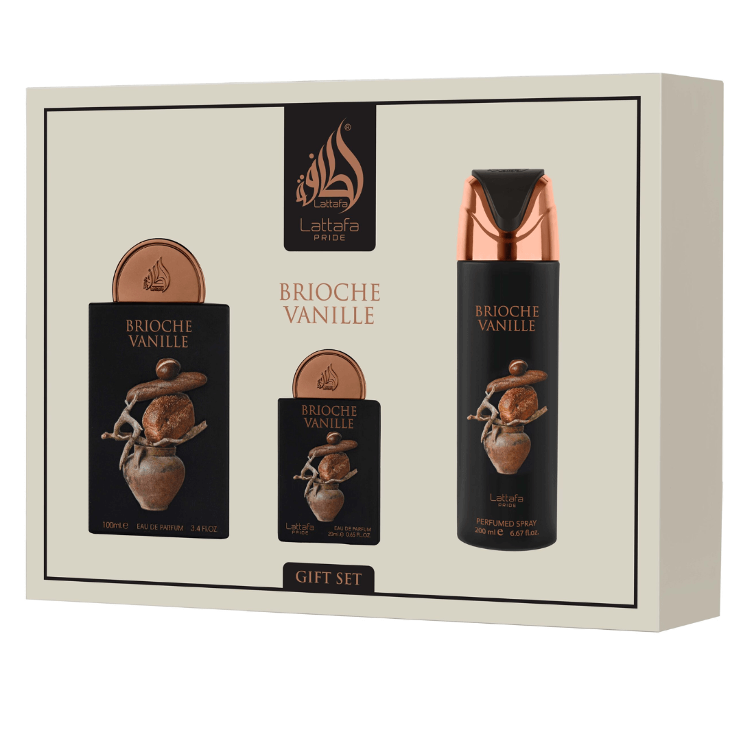 Lattafa Pride Brioche Vanille Gift Set – EDP 100 mL + Perfume 200 mL wholesale fragrance - Bulk Depot LLC