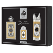 Lattafa Pride King of Arabia Gift Set – EDP 100 mL + Perfume 200 mL wholesale fragrance - Bulk Depot LLC