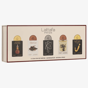 Lattafa Pride 5×20 mL Gift Set Eau de Parfum – Unisex Mini Collection (Artisan Ethnique Edition) packaging with five perfume bottles.