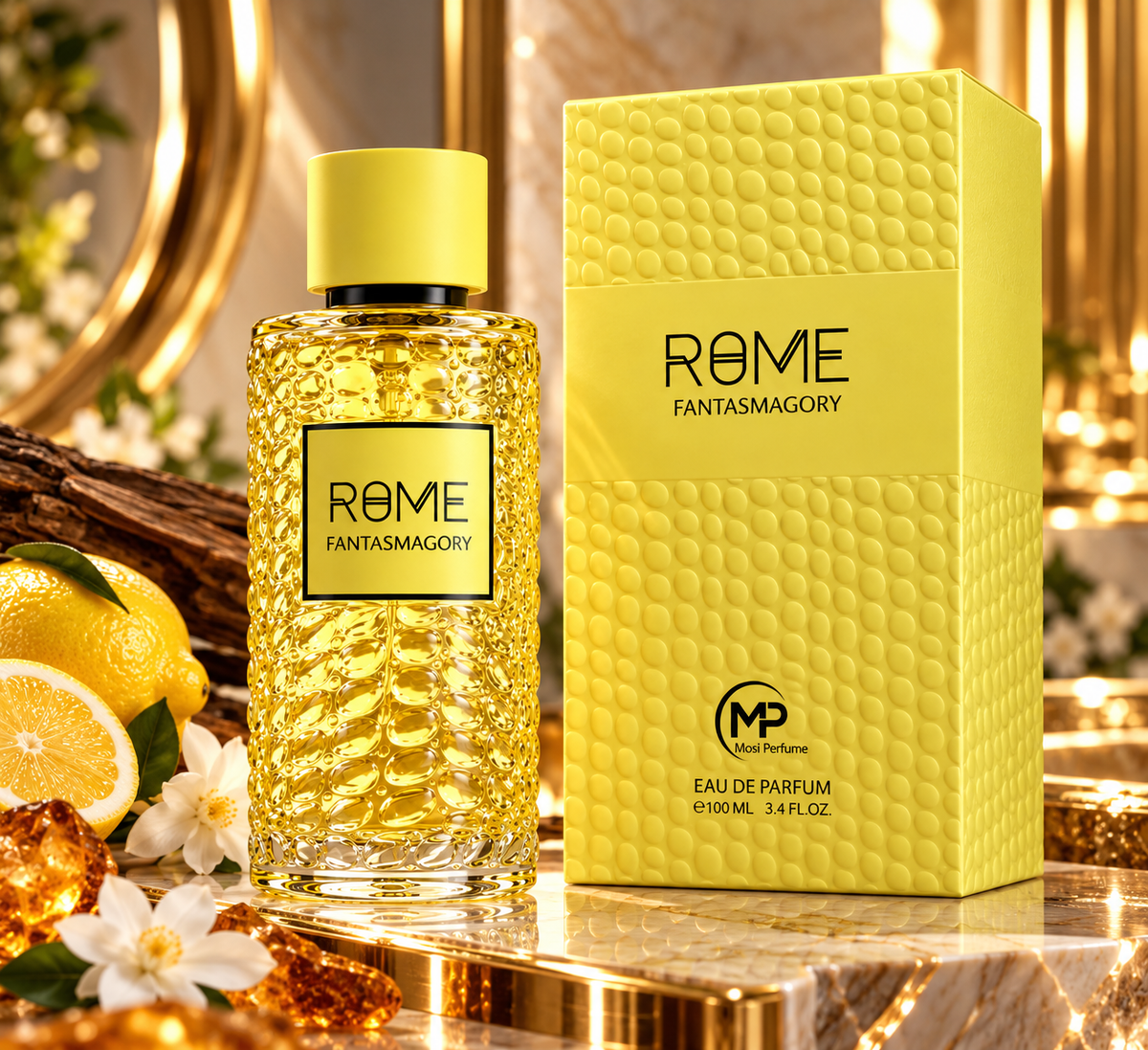 ROME Fantasmagory Eau de Parfum 100 mL yellow perfume bottle with matching box