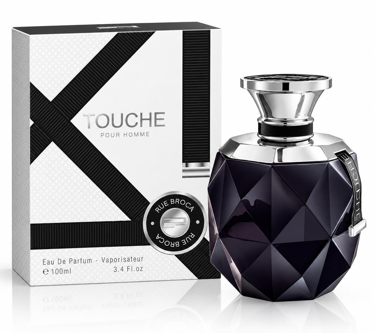 Rue Broca Touche Pour Homme Eau de Parfum for Men 3.4 oz 100 mL bottle and box