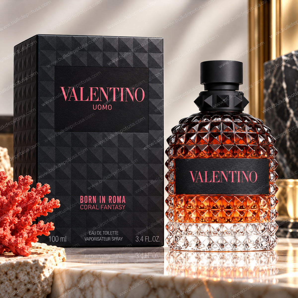 Valentino Uomo Born in Roma Coral Fantasy 100 mL Eau de Toilette bottle and box